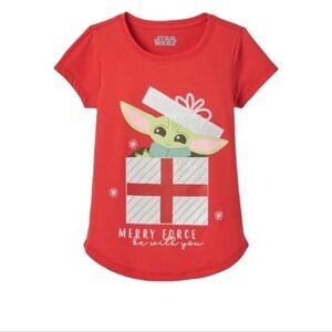 NEW Star Wars red‎ baby Yoda Grogu Christmas Merry Force Be With You t-shirt  XL